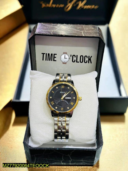 Men's Premium Watch With Golden Case & Black Dial